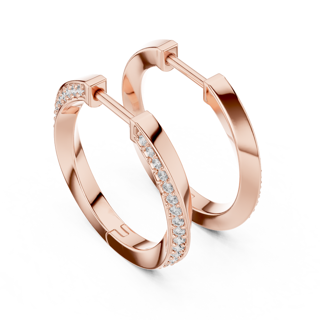14-KT White Gold Sparkle Curve Hoops Earrings