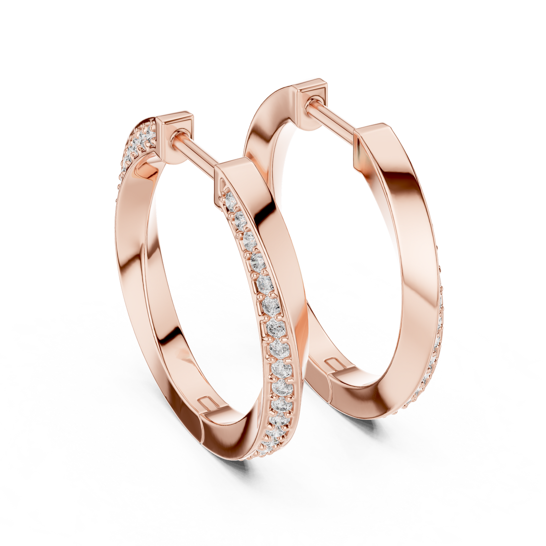 14-KT White Gold Sparkle Curve Hoops Earrings
