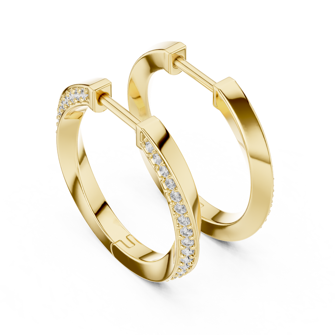 14-KT White Gold Sparkle Curve Hoops Earrings