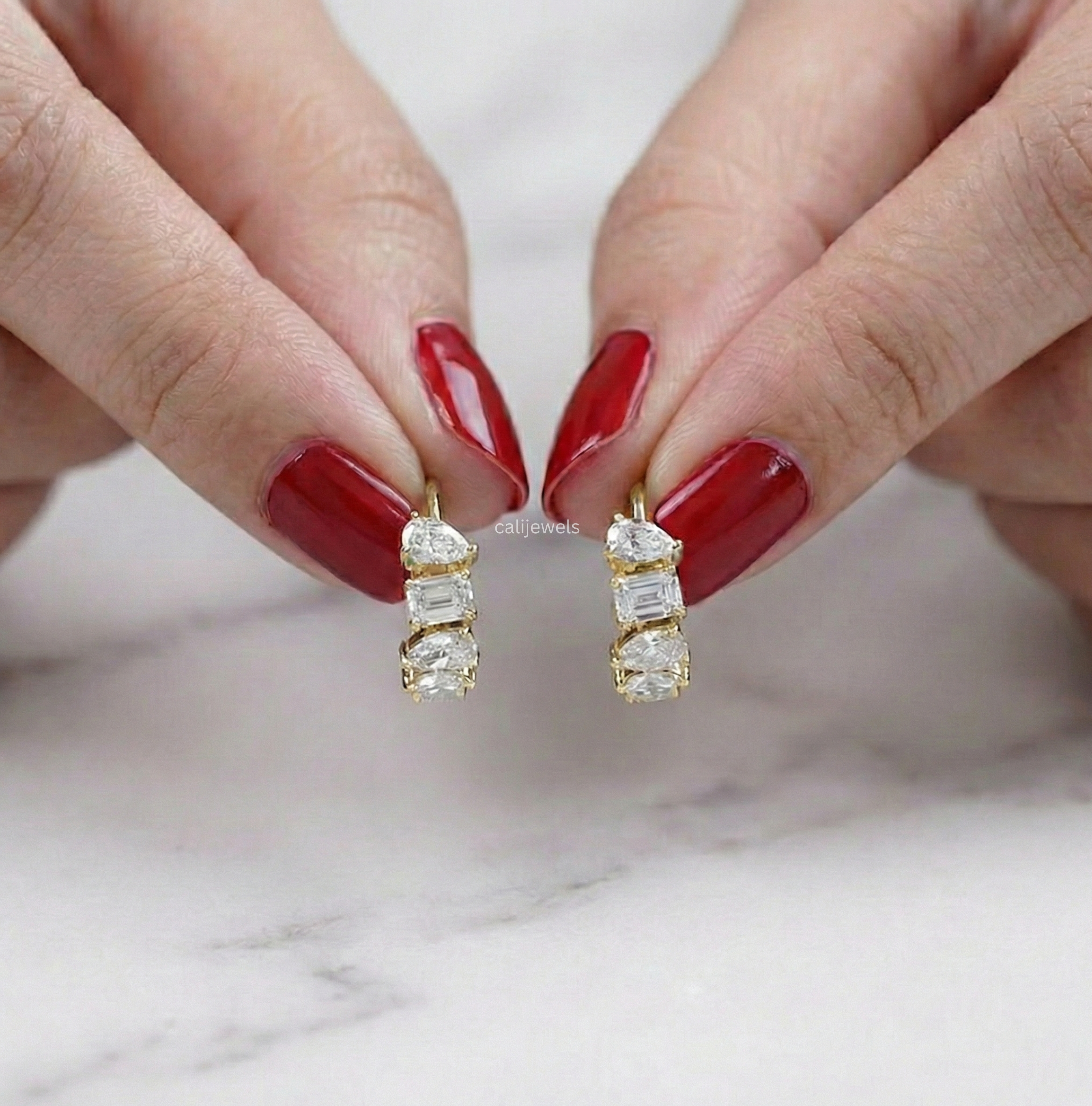 Multi Shape Lab Diamond Huggie Hoop Earrings