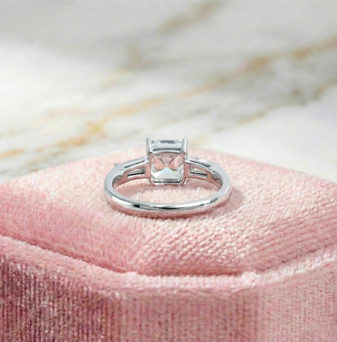 Asscher Cut Lab Grown Diamond Engagement Ring