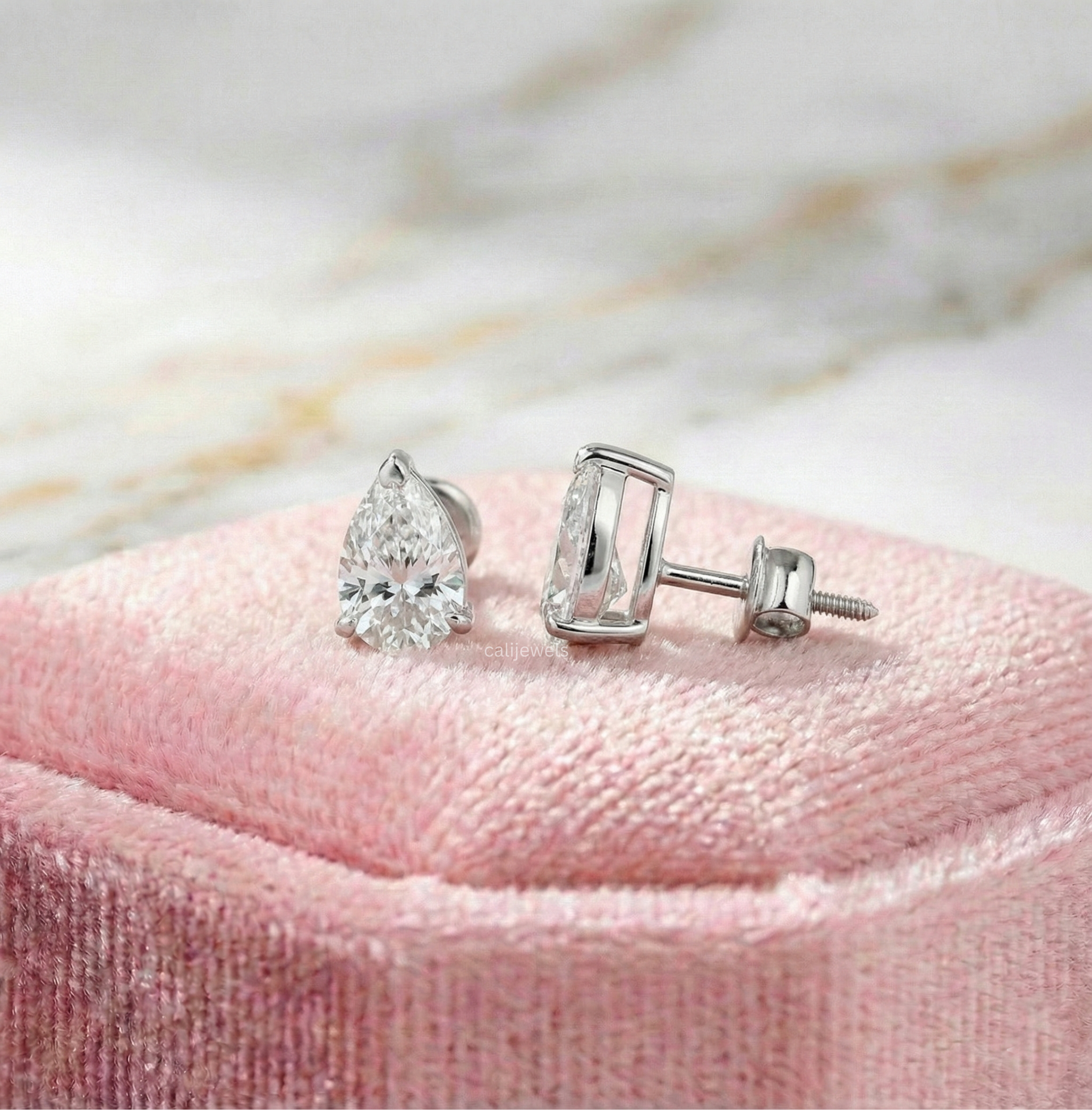Pear Cut Lab Grown Diamond Stud Earrings