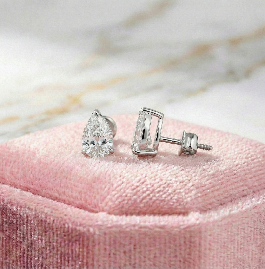 Pear Cut Lab Grown Diamond Stud Earrings