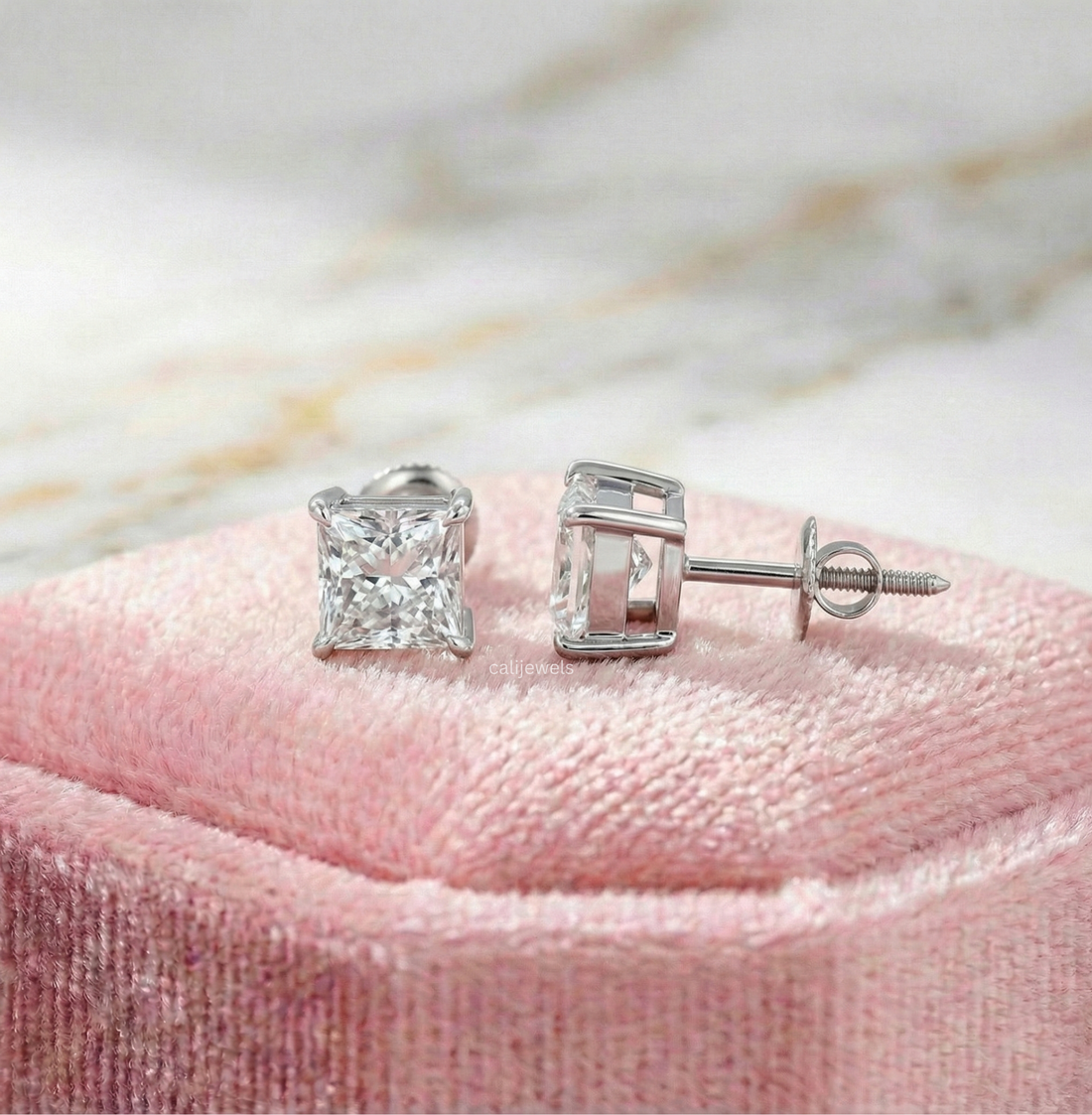 Princess Cut Lab Grown Diamond Stud Earrings