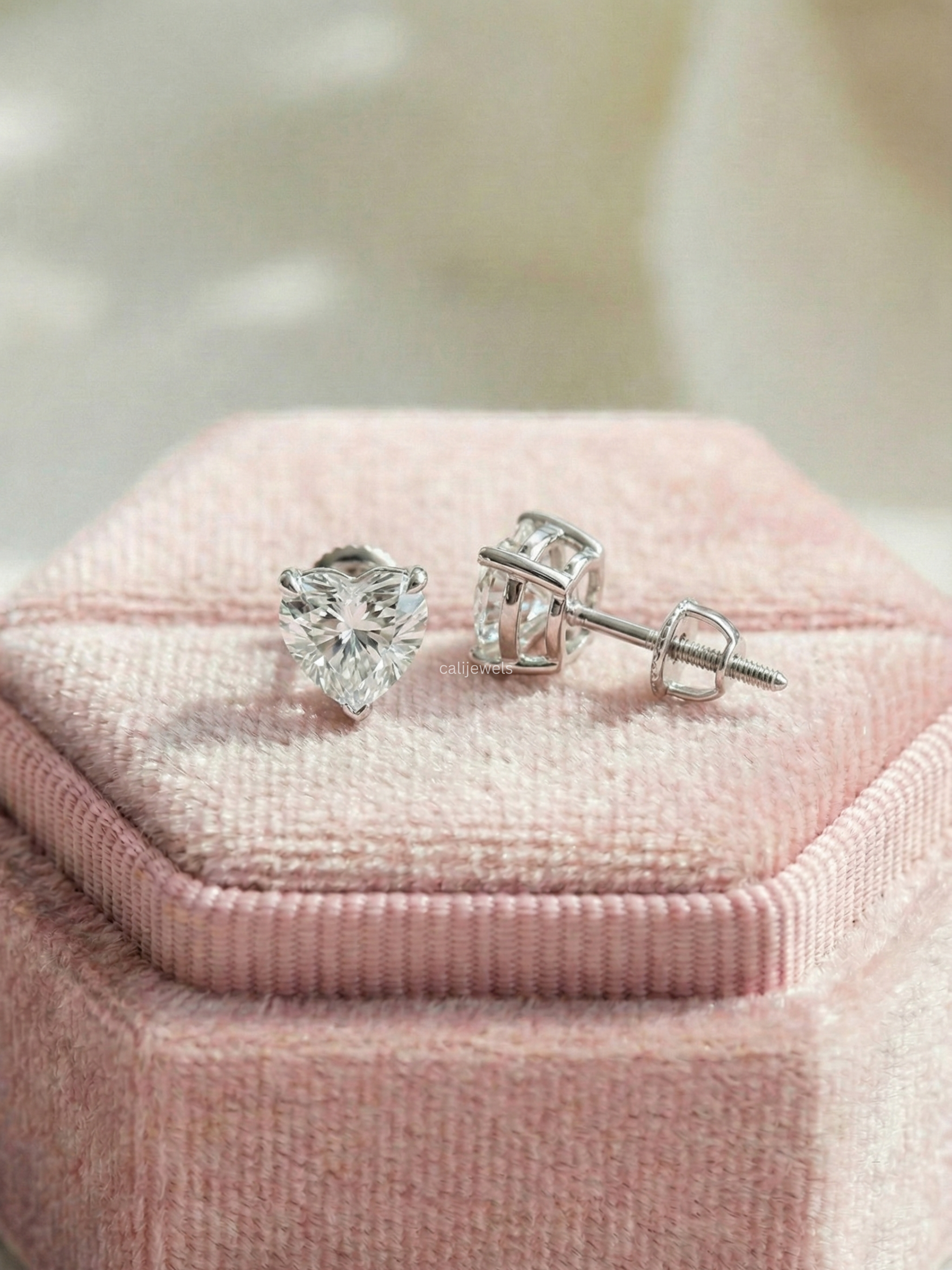Heart Cut Lab Grown Diamond Stud Earrings