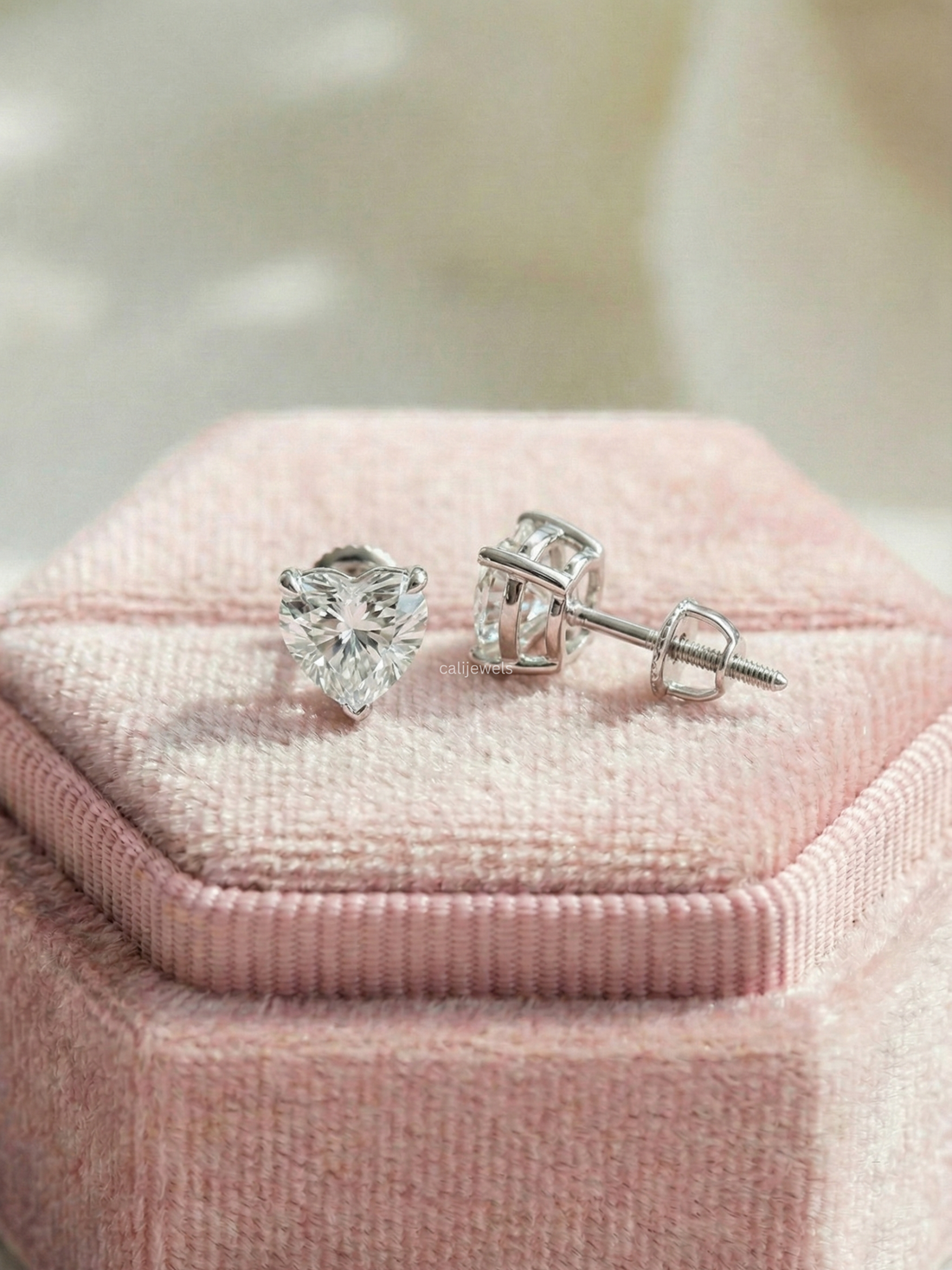 Heart Cut Lab Grown Diamond Stud Earrings