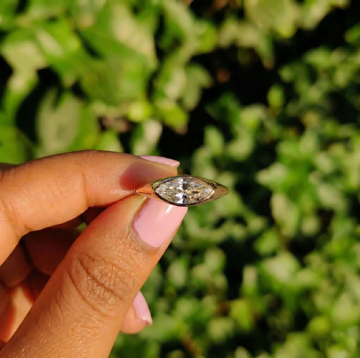 East West Marquise Cut Lab Grown Diamond Engagement Ring