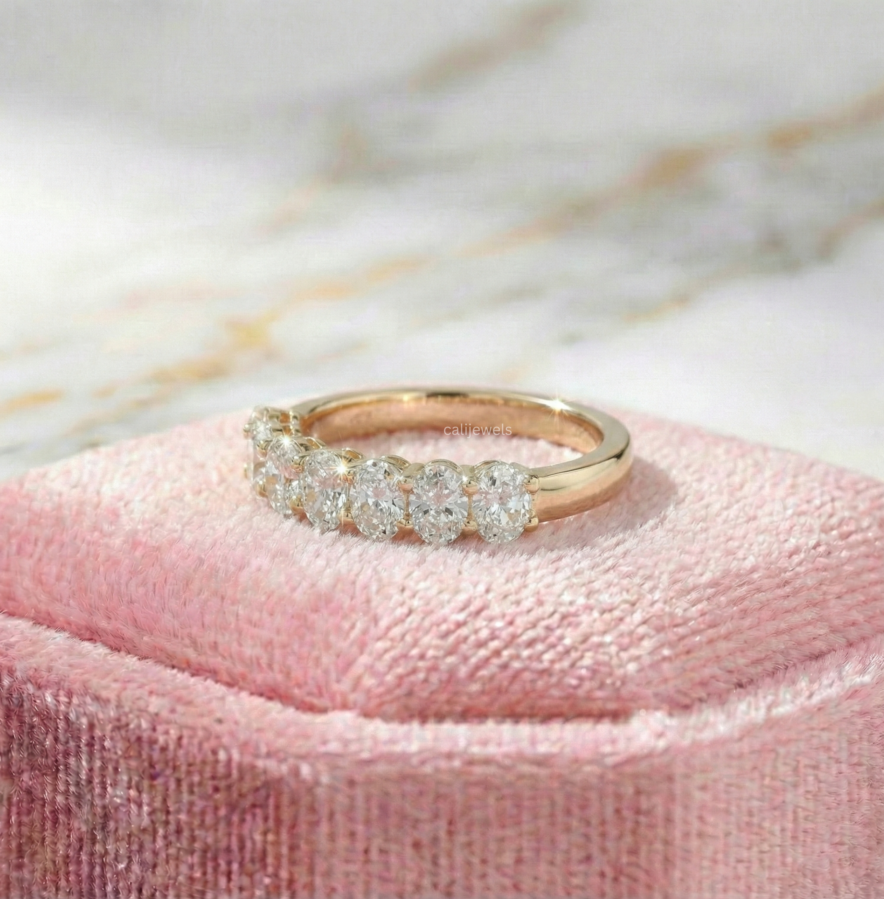 Oval Cut Lab Grown Diamond Half Eternity Band