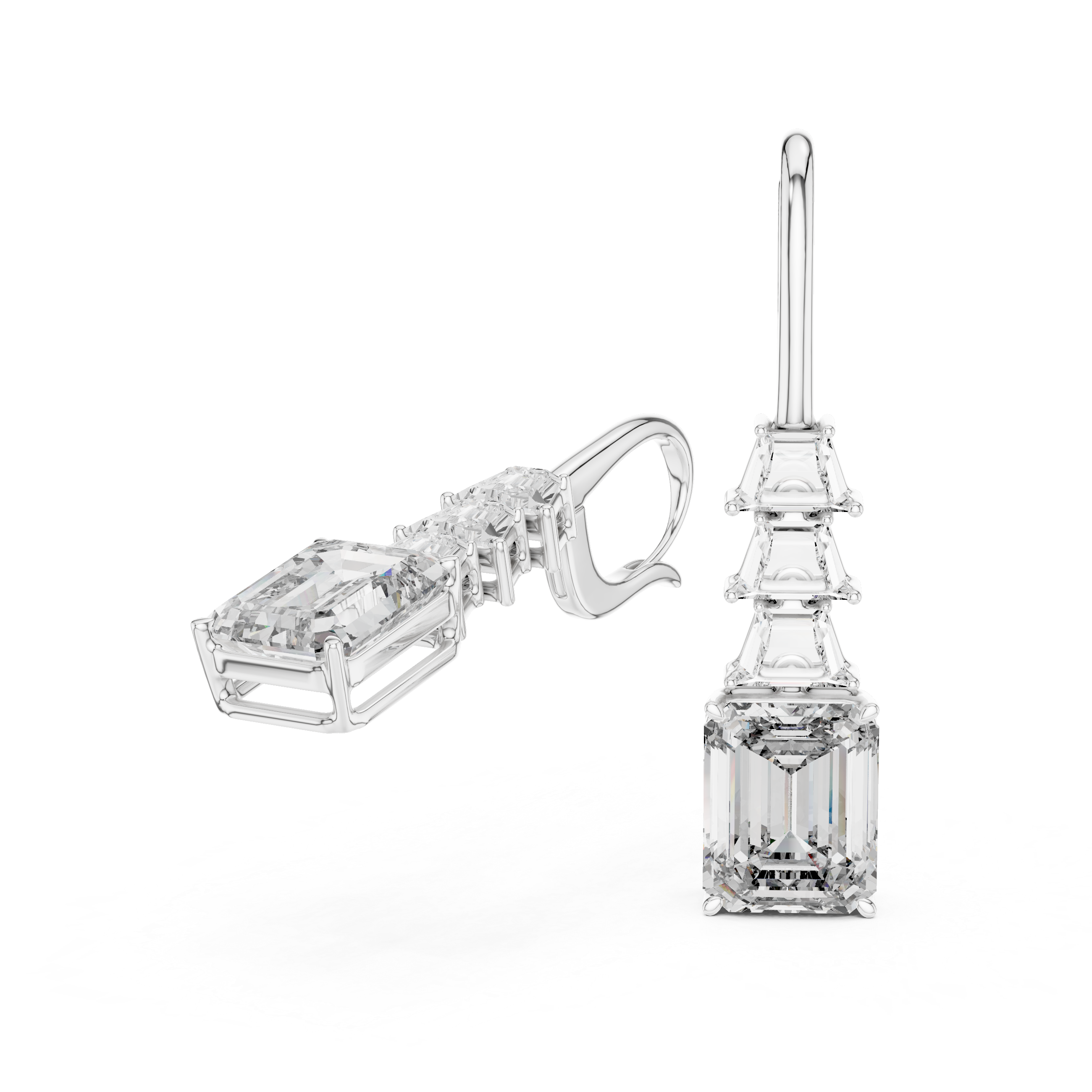 Diamond earrings on a white background