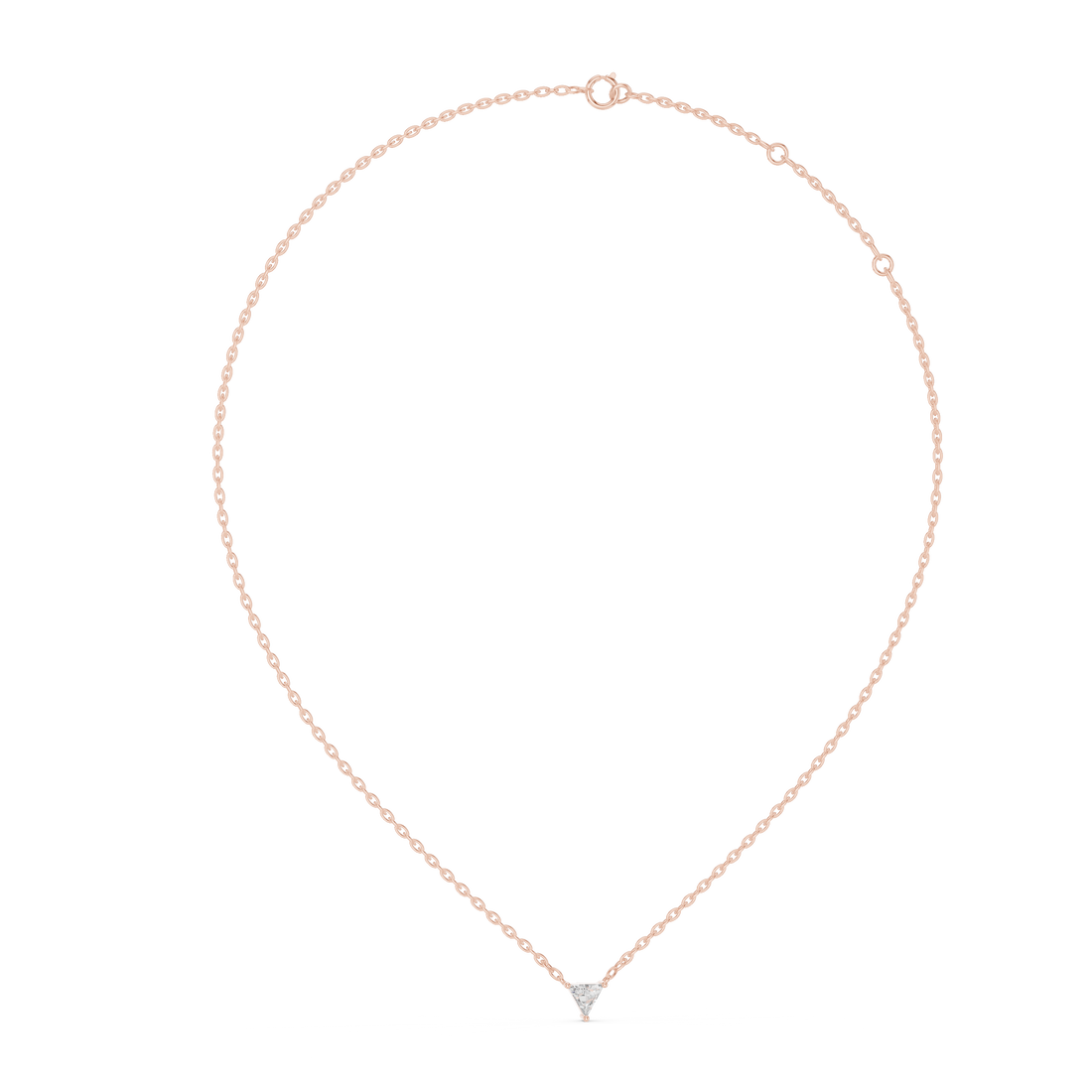 14-KT White Gold  Pendant-Neckless Featuring 1-Ct Triangular Diamond