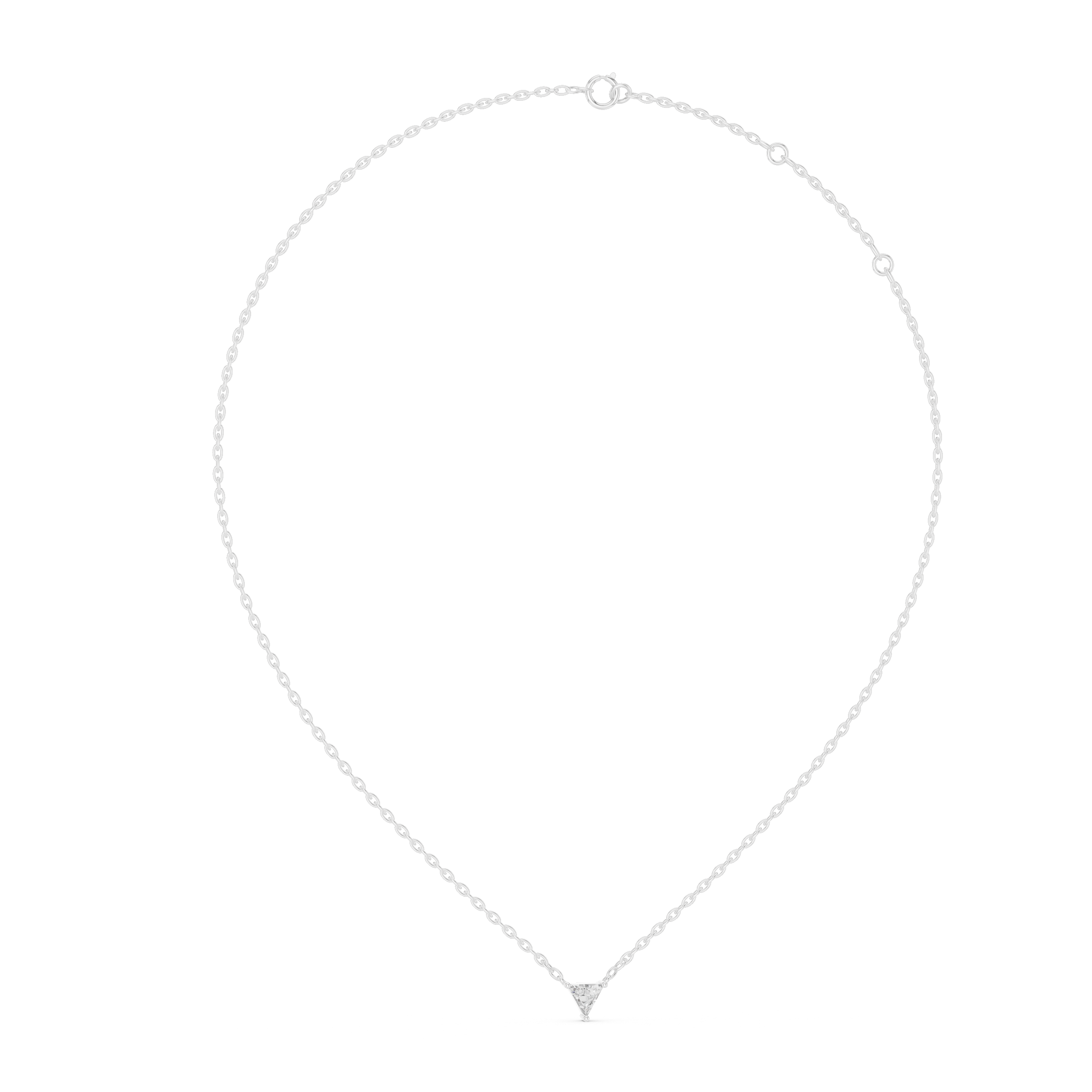 Silver necklace on a white background