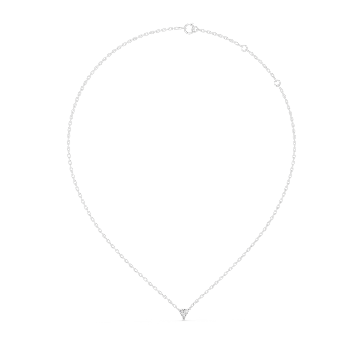 14-KT White Gold  Pendant-Neckless Featuring 1-Ct Triangular Diamond