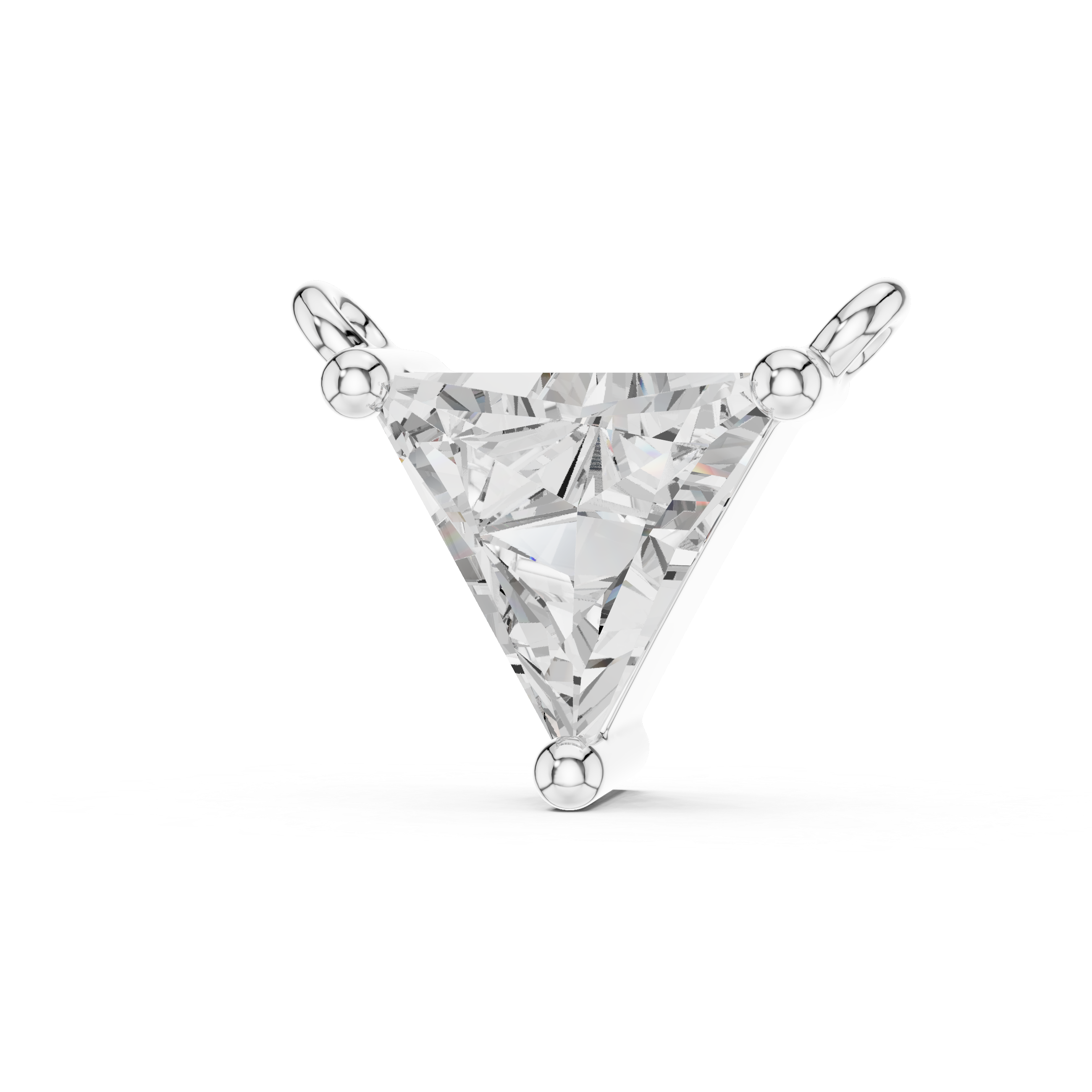 14-KT White Gold  Pendant-Neckless Featuring 1-Ct Triangular Diamond