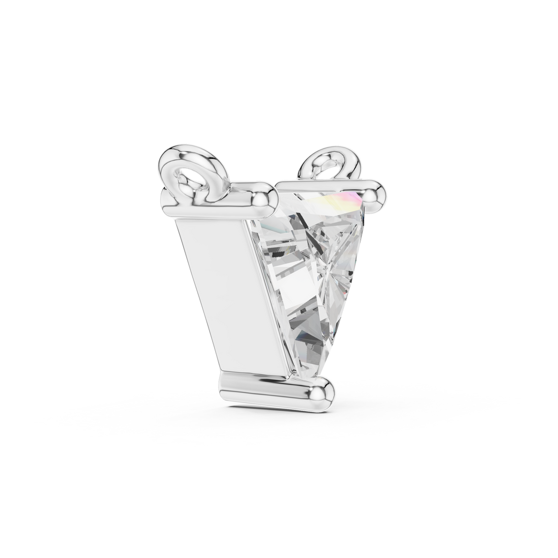 14-KT White Gold  Pendant-Neckless Featuring 1-Ct Triangular Diamond