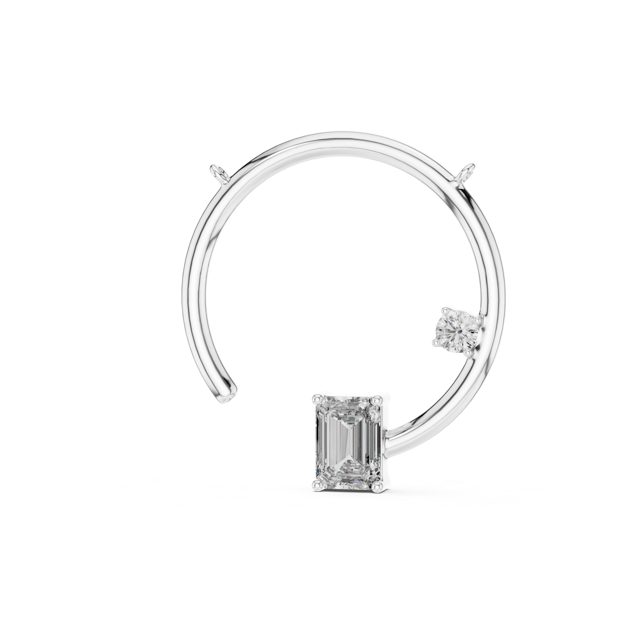 Silver Pendant with a rectangular gemstone on a white background