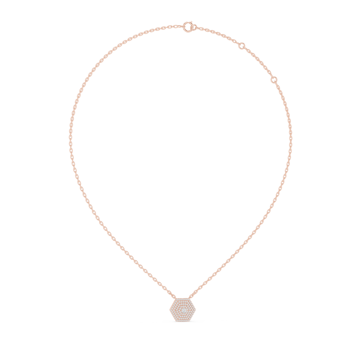 Infinite Sparkle Hexagonal Diamond Pendant- in 14-KT White Gold