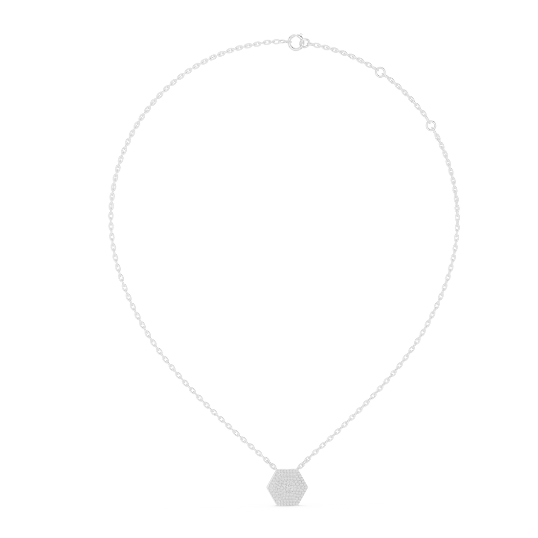 Infinite Sparkle Hexagonal Diamond Pendant- in 14-KT White Gold