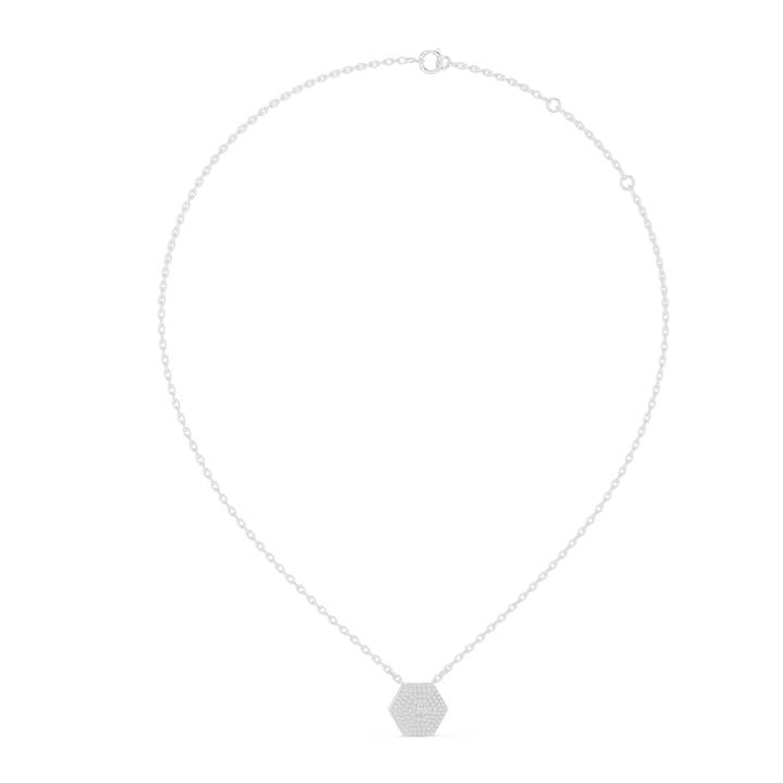 Infinite Sparkle Hexagonal Diamond Pendant- in 14-KT White Gold
