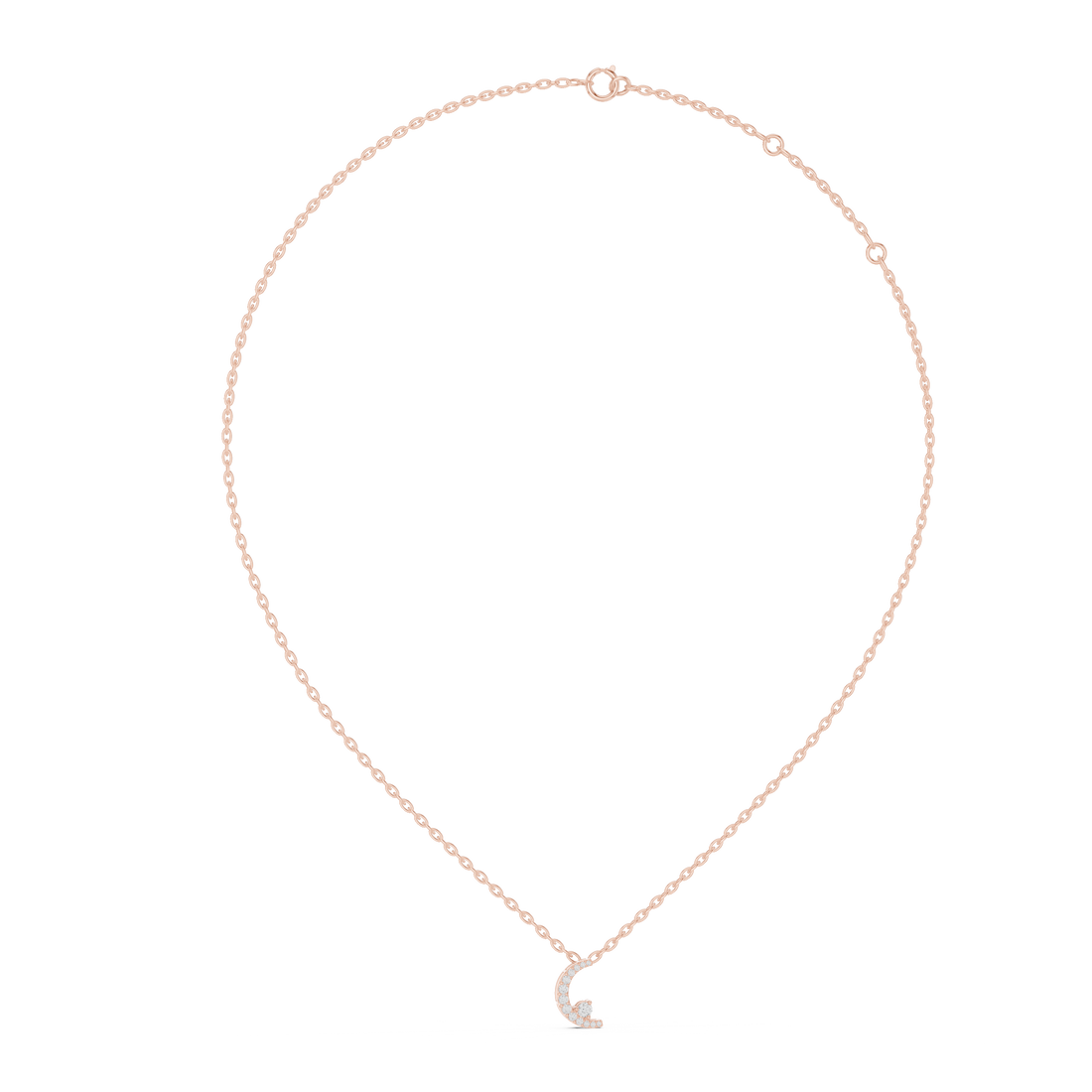 Celestial Spark Crescent Pendant in 14-KT White Gold