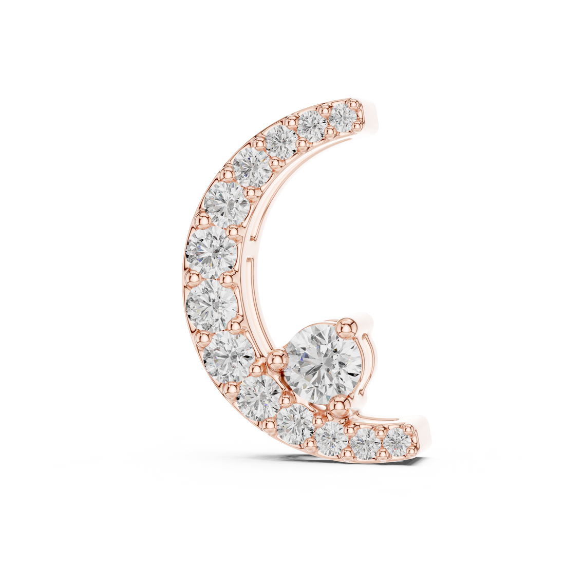 Celestial Spark Crescent Pendant in 14-KT White Gold