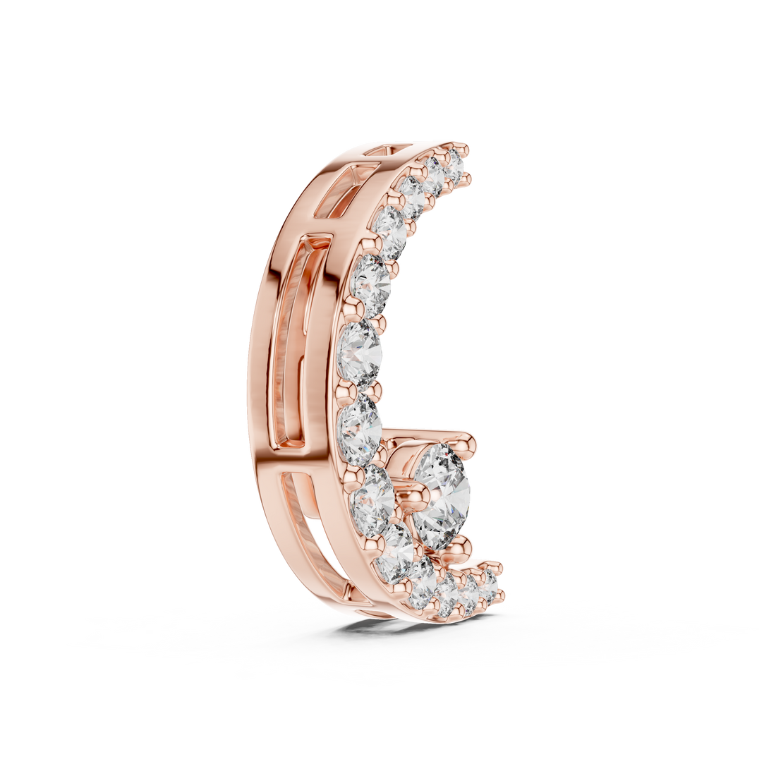 Celestial Spark Crescent Pendant in 14-KT White Gold