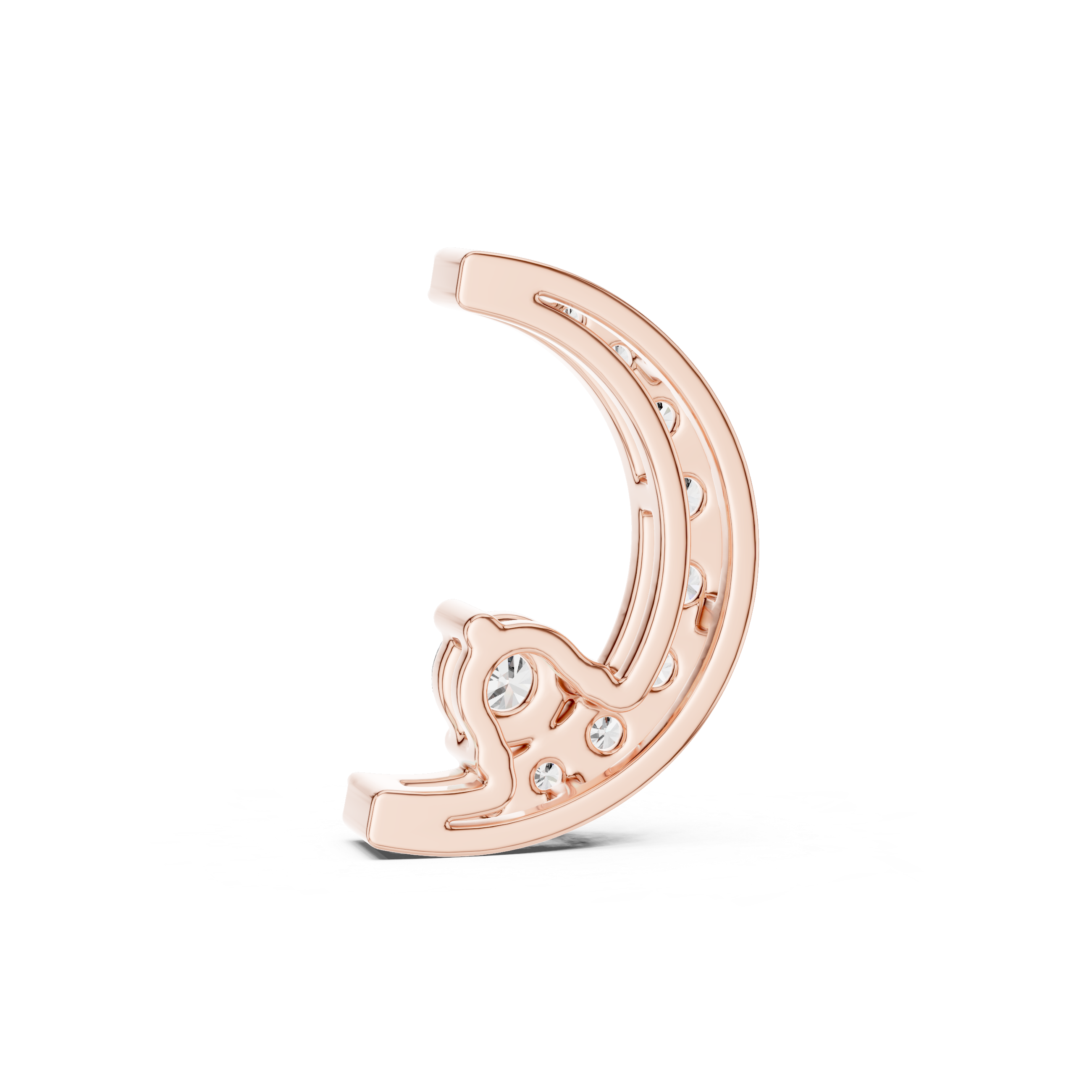 Celestial Spark Crescent Pendant in 14-KT White Gold