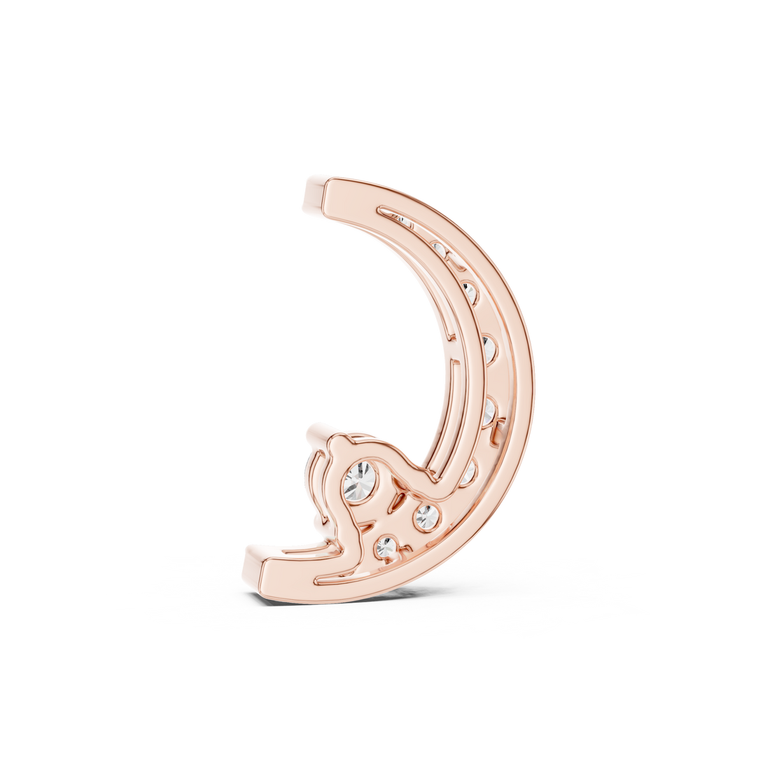 Celestial Spark Crescent Pendant in 14-KT White Gold