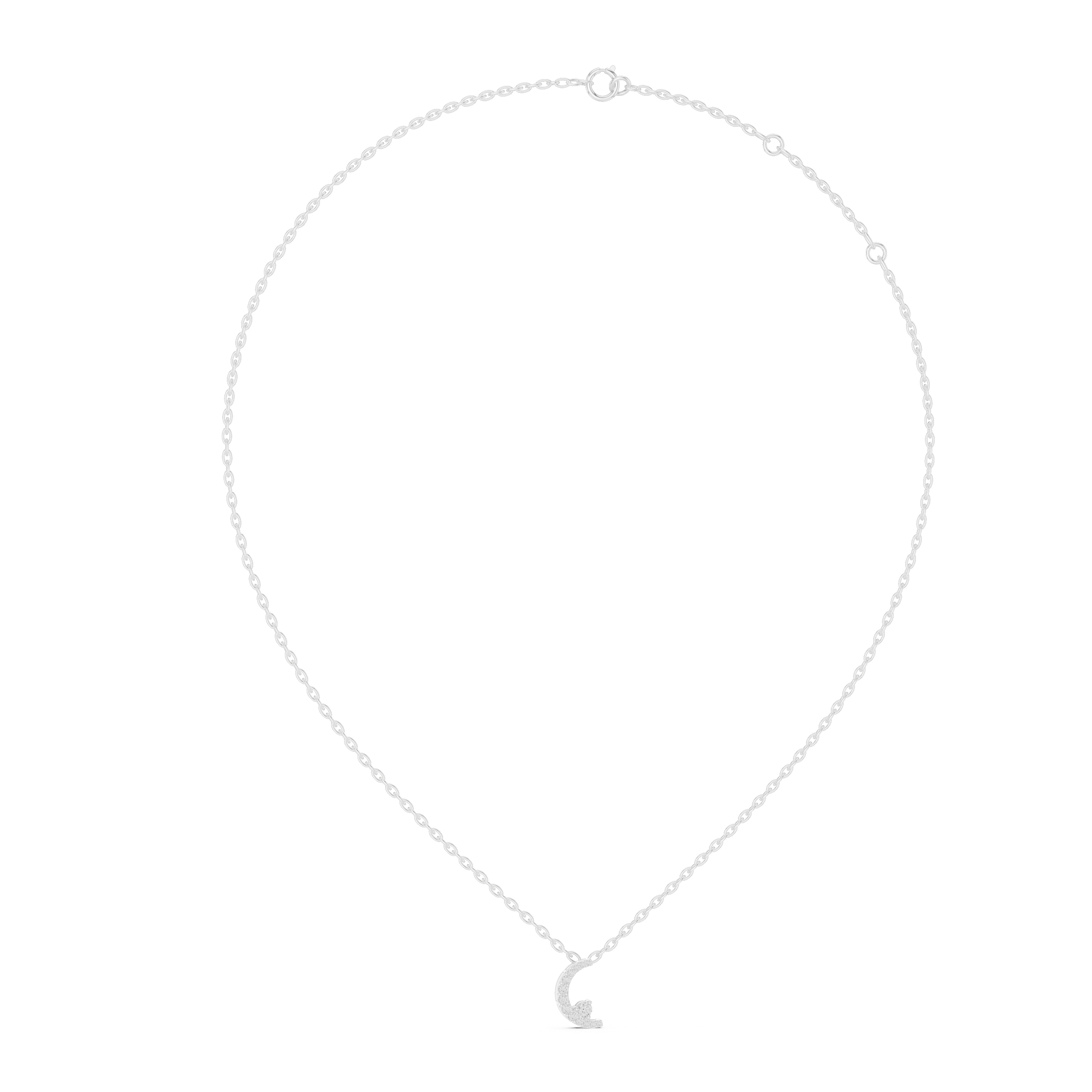 Silver necklace on a white background