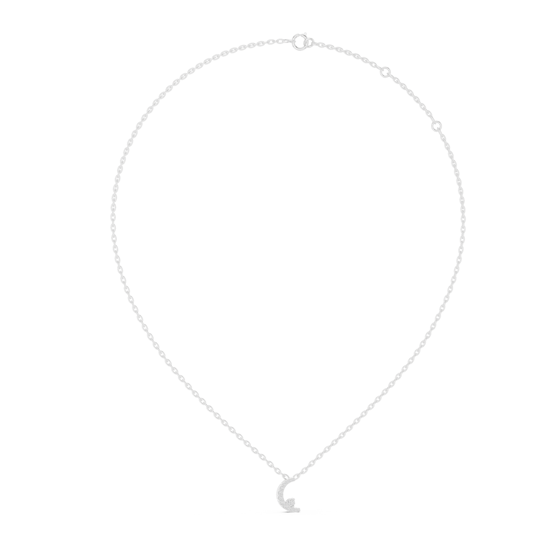 Celestial Spark Crescent Pendant in 14-KT White Gold