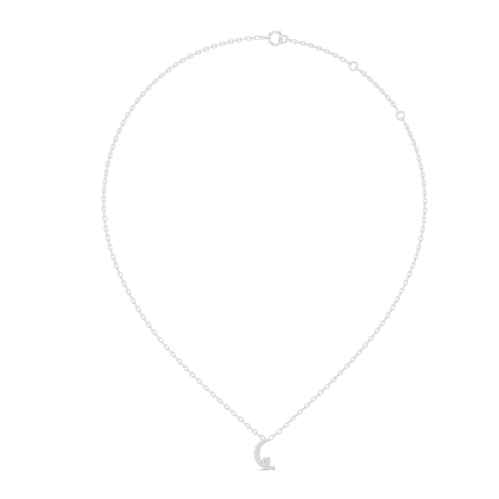 Celestial Spark Crescent Pendant in 14-KT White Gold