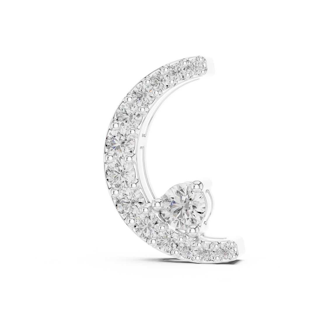 Celestial Spark Crescent Pendant in 14-KT White Gold