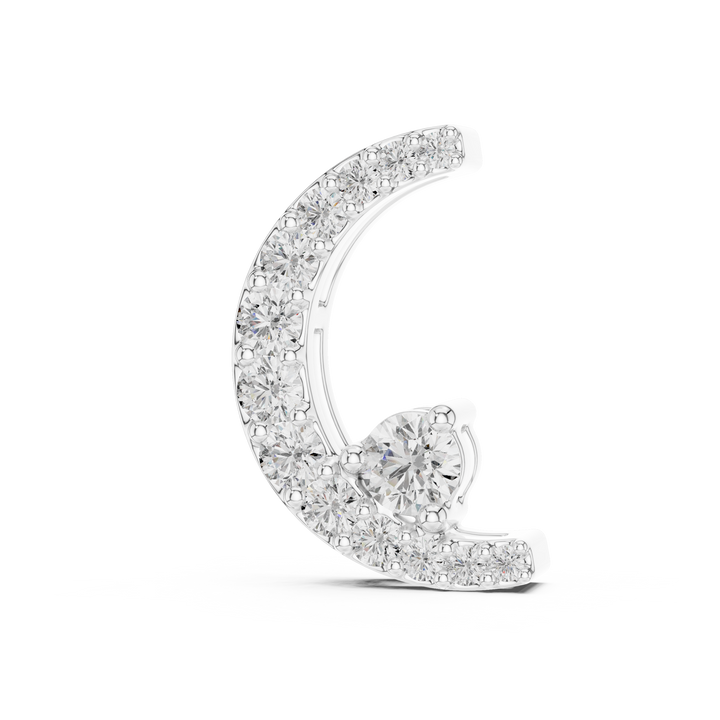 Celestial Spark Crescent Pendant in 14-KT White Gold