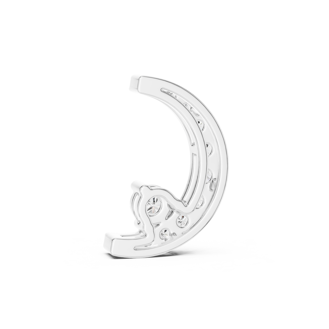 Celestial Spark Crescent Pendant in 14-KT White Gold