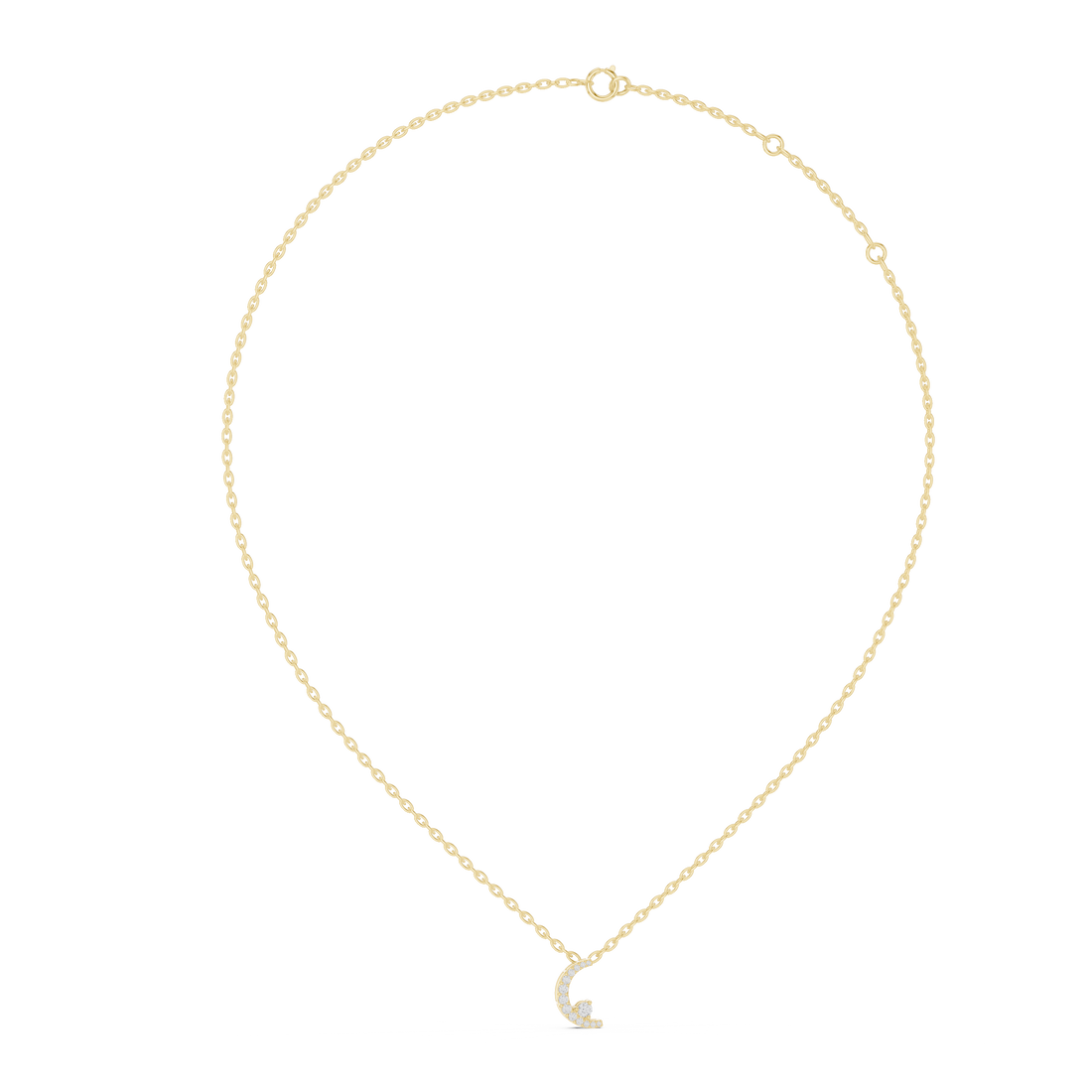 Celestial Spark Crescent Pendant in 14-KT White Gold