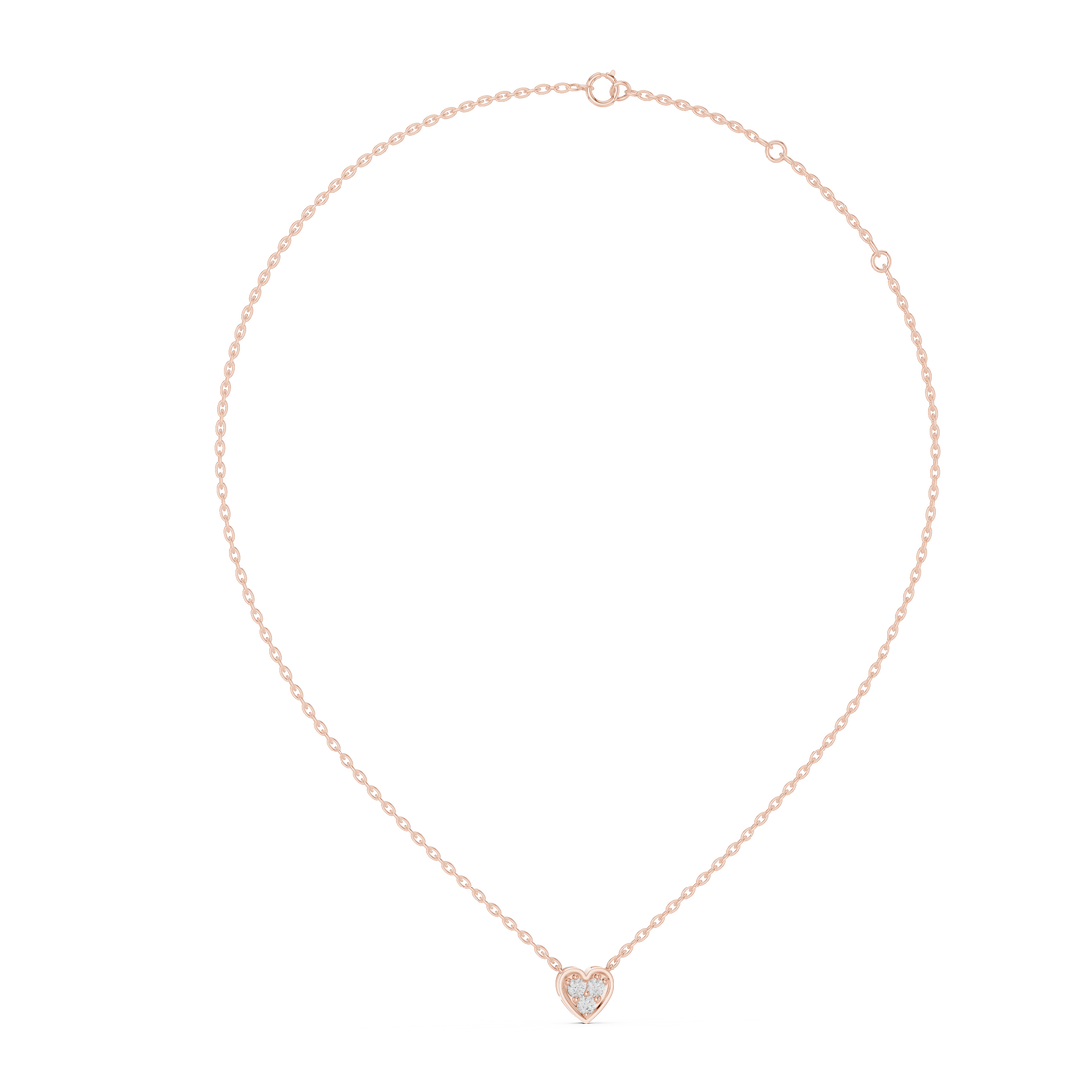 Minimalist Heart Pendant-Neckless with 0.25 Three Stones Diamond in 14-KT White Gold