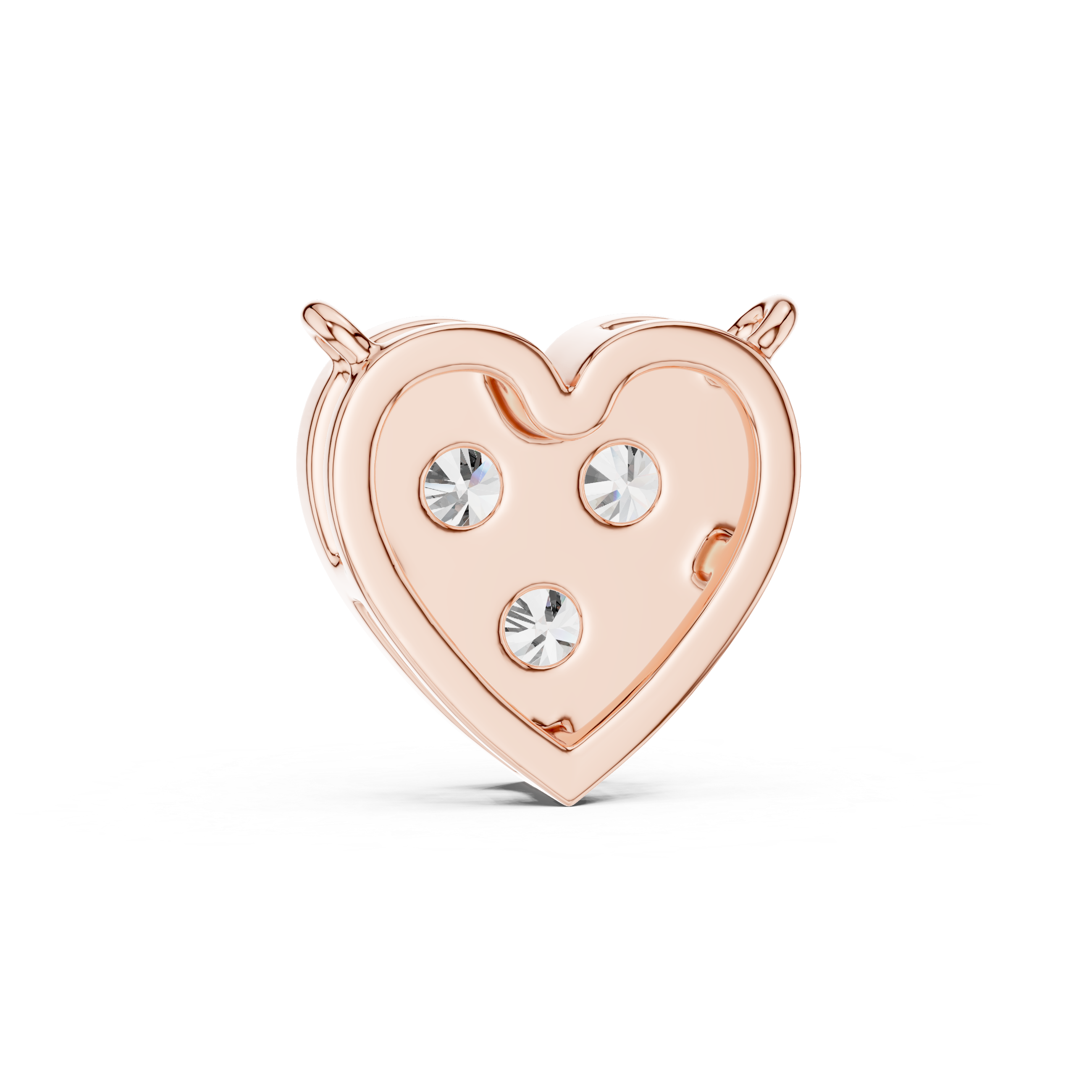 Rose gold heart-shaped locket with embedded crystals on a white background