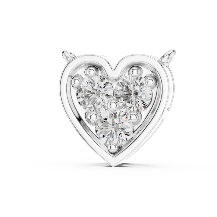 Minimalist Heart Pendant-Neckless with 0.25 Three Stones Diamond in 14-KT White Gold
