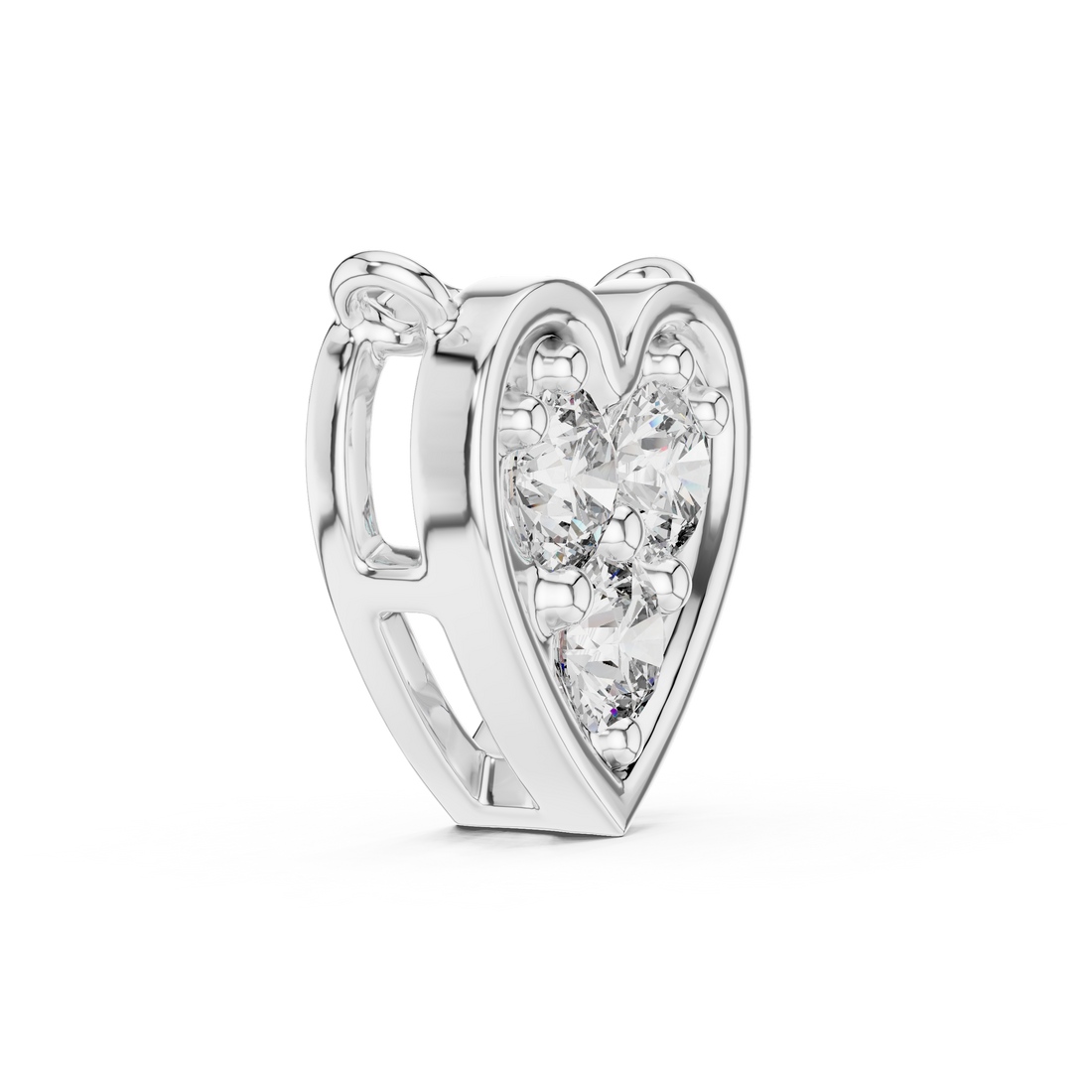 Minimalist Heart Pendant-Neckless with 0.25 Three Stones Diamond in 14-KT White Gold