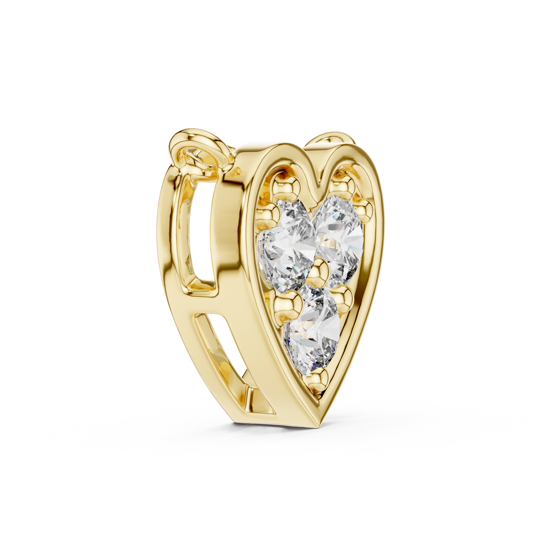 Minimalist Heart Pendant-Neckless with 0.25 Three Stones Diamond in 14-KT White Gold