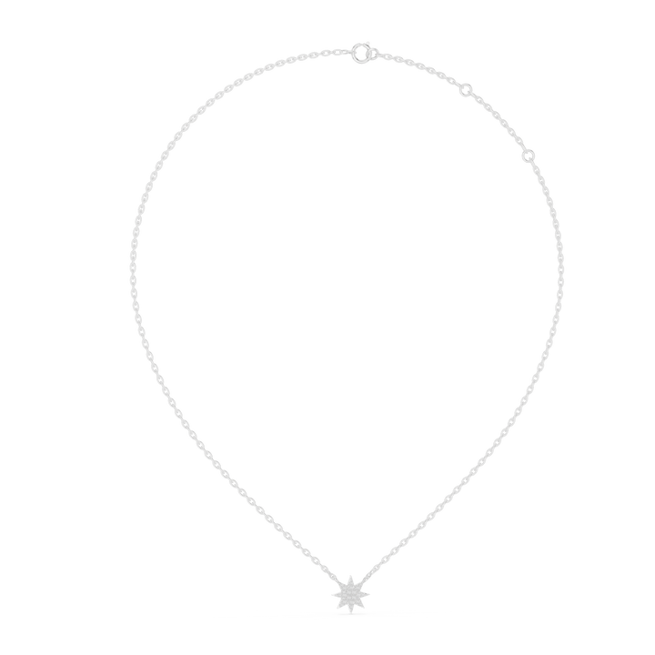 14-KT Celestial Star Diamond Pendant Necklace in White Gold