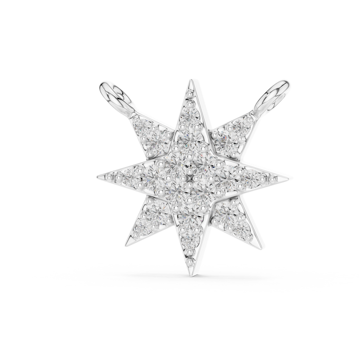 14-KT Celestial Star Diamond Pendant Necklace in White Gold