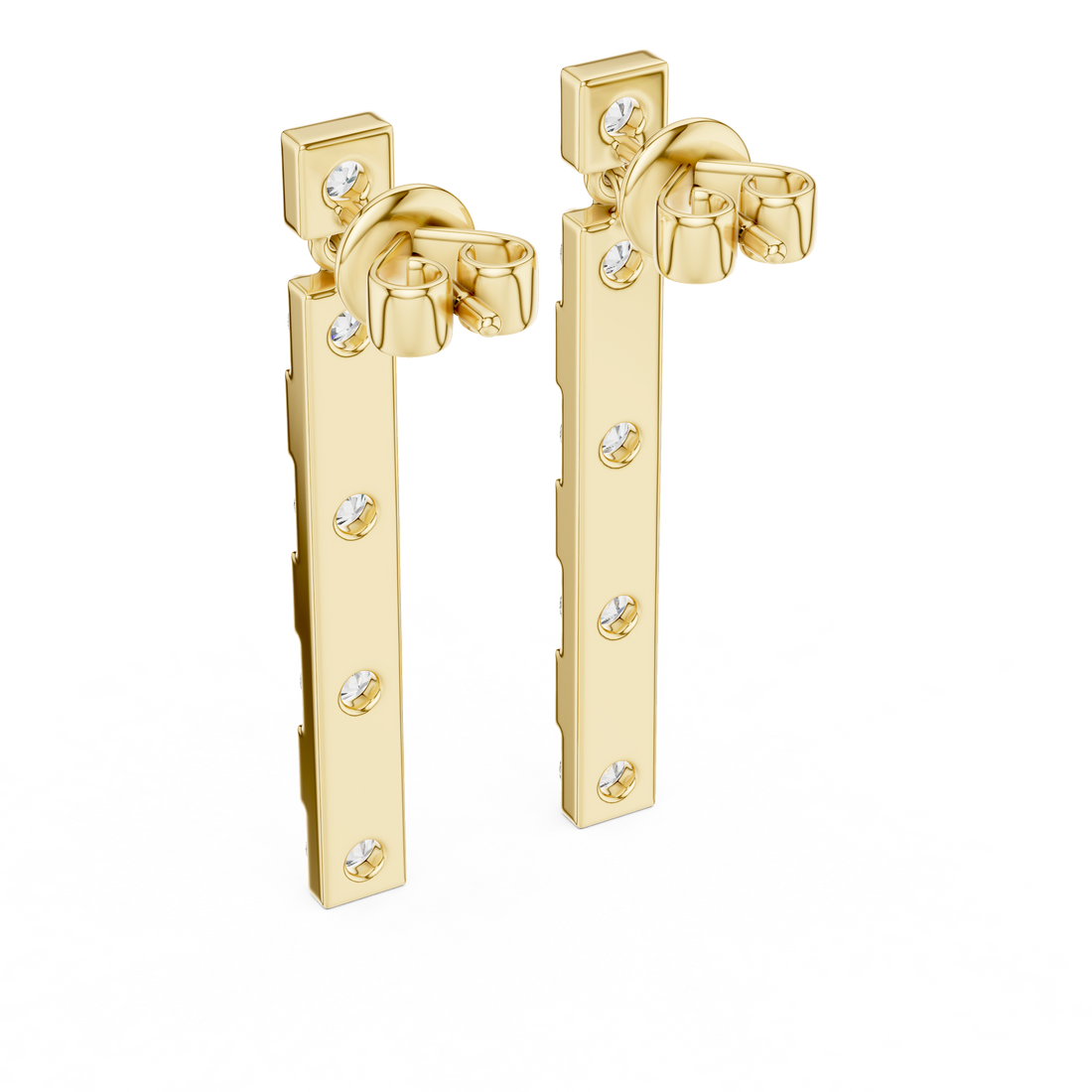 Modern Geometric Diamond Drop Earrings in 14-KT White Gold