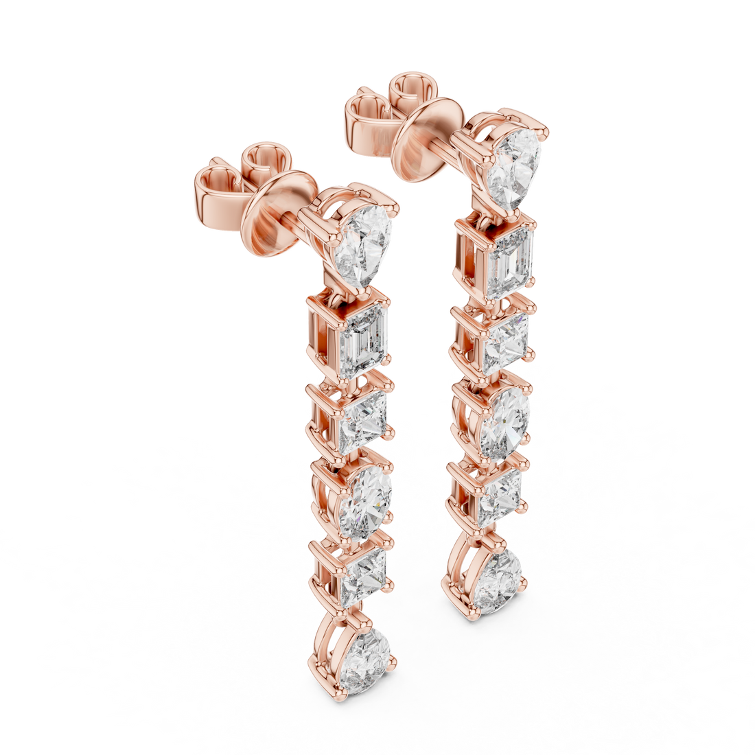 Multi-Cut Diamond Elegance Drop Earrings in 14-KT White Gold