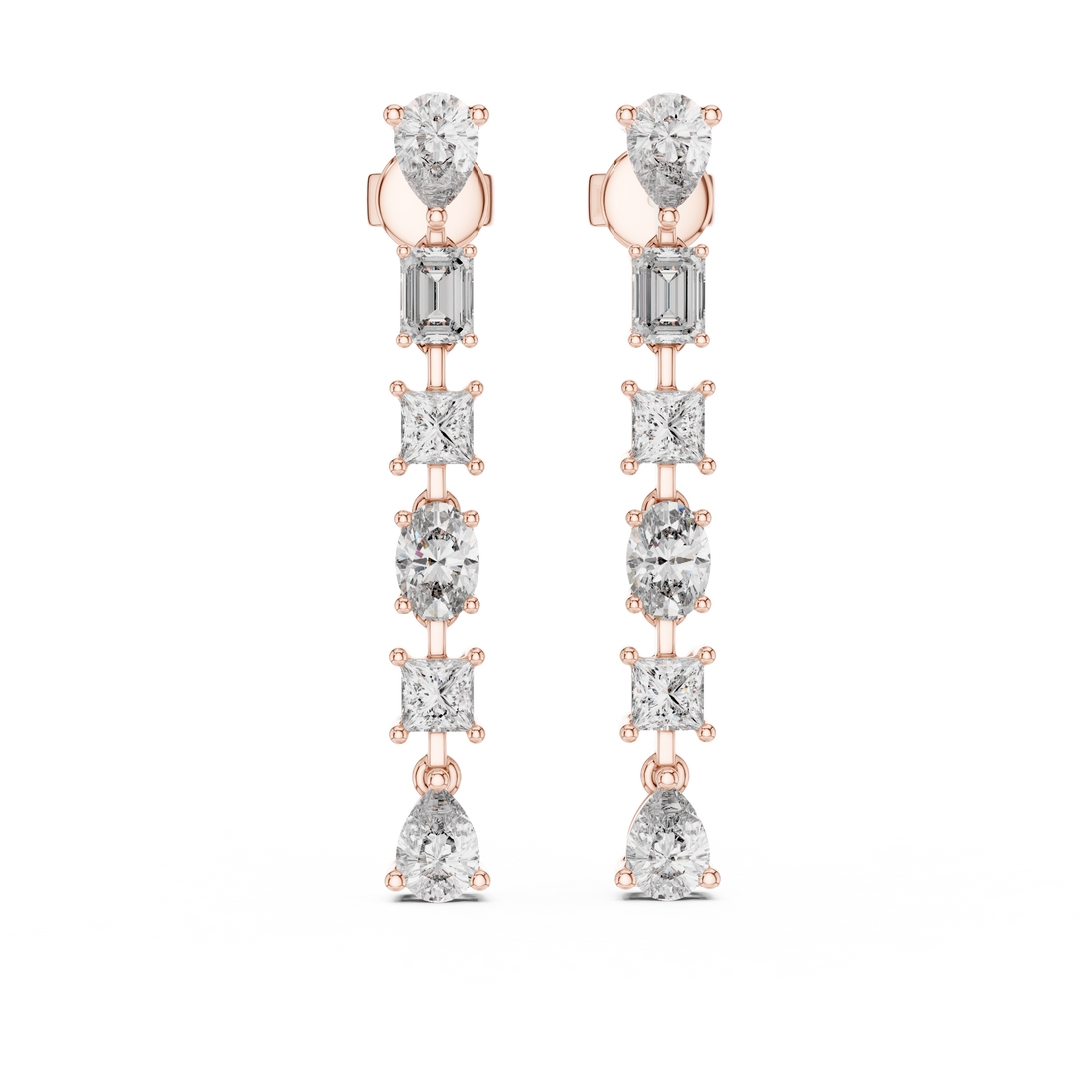 Multi-Cut Diamond Elegance Drop Earrings in 14-KT White Gold