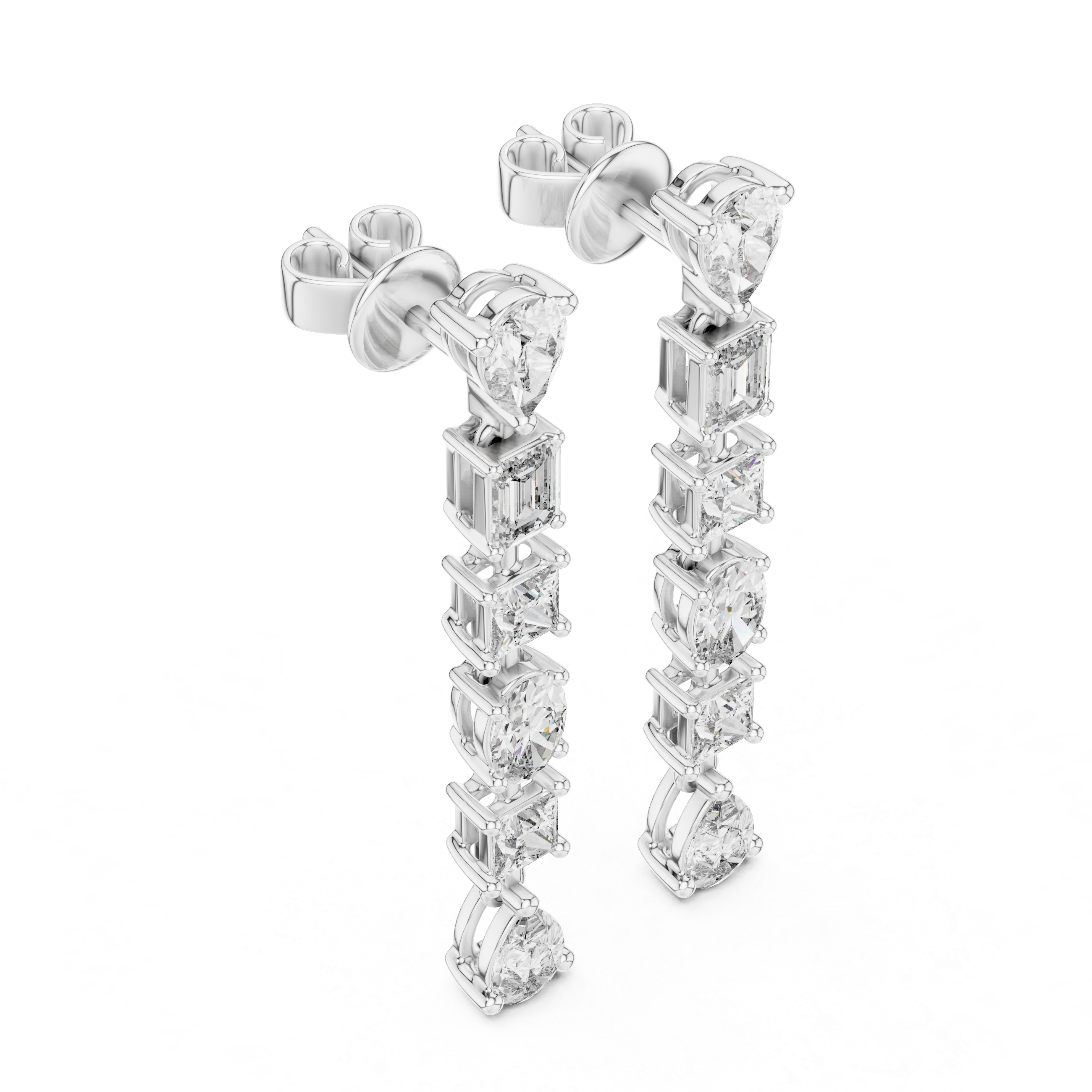 Diamond earrings on a white background