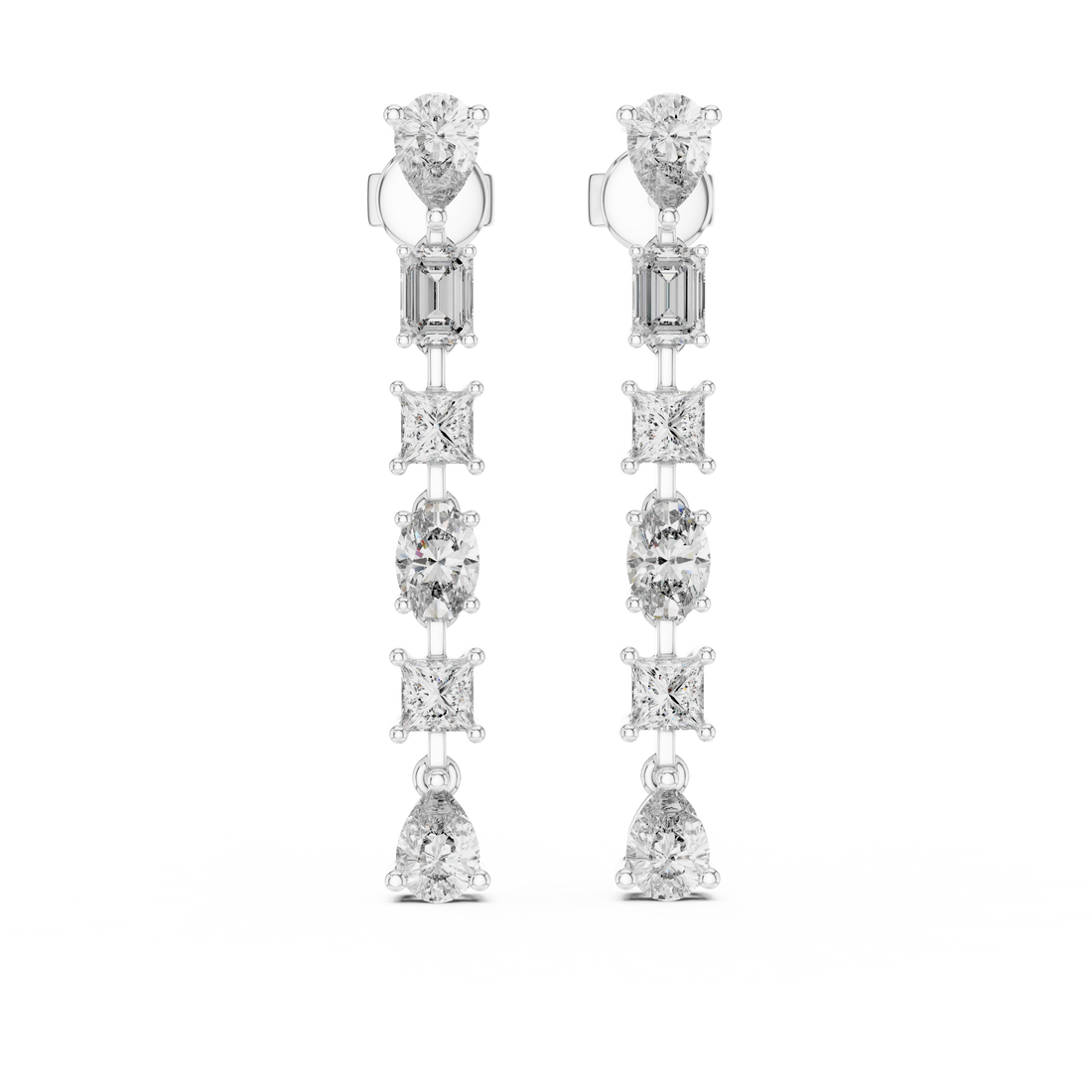 Multi-Cut Diamond Elegance Drop Earrings in 14-KT White Gold