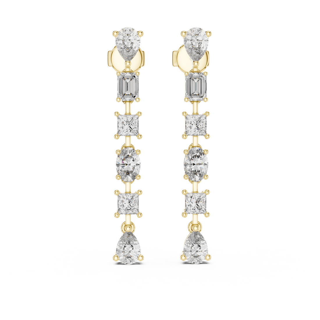 Multi-Cut Diamond Elegance Drop Earrings in 14-KT White Gold