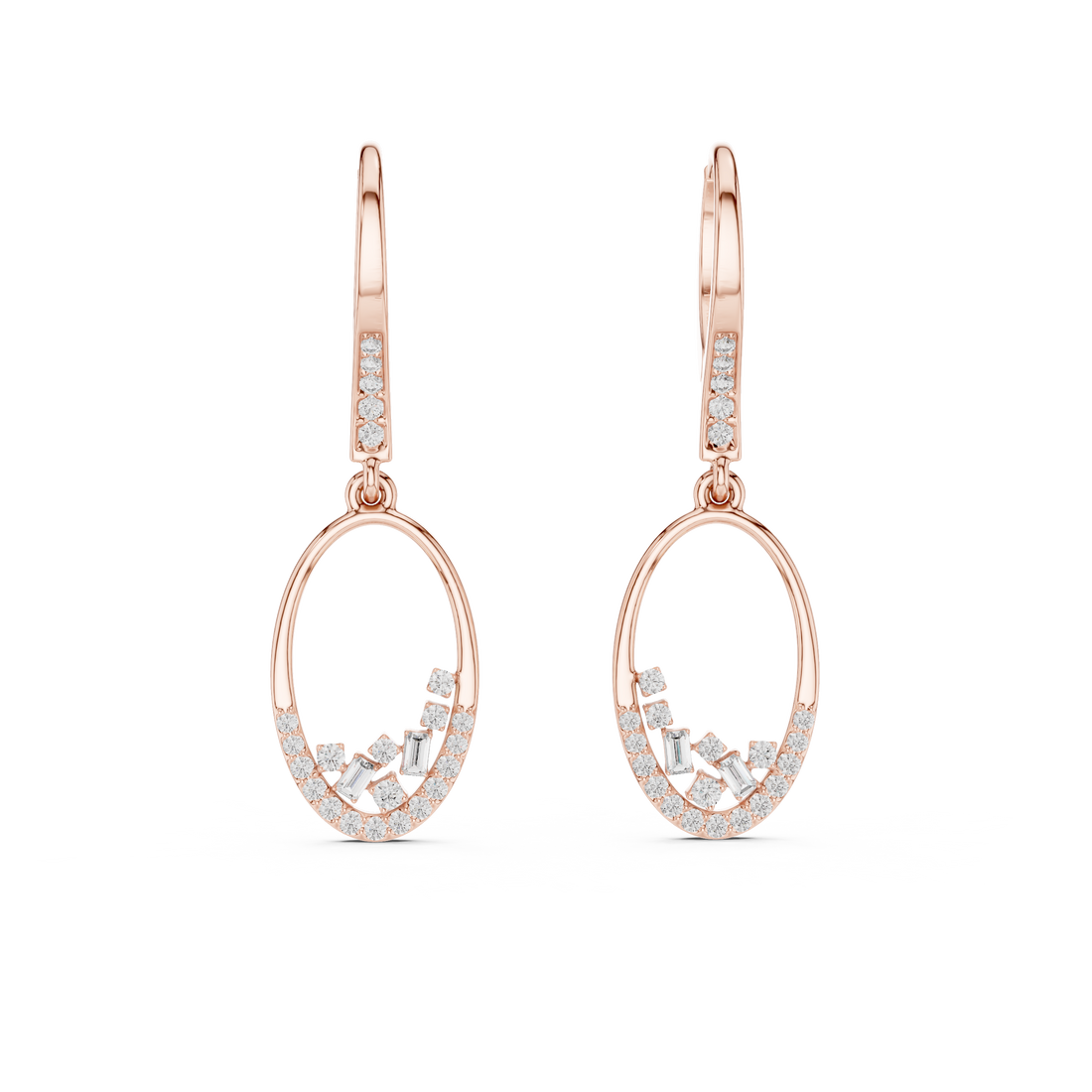 Dazzling Diamond Drop Hoop Earrings in 14-KT White Gold