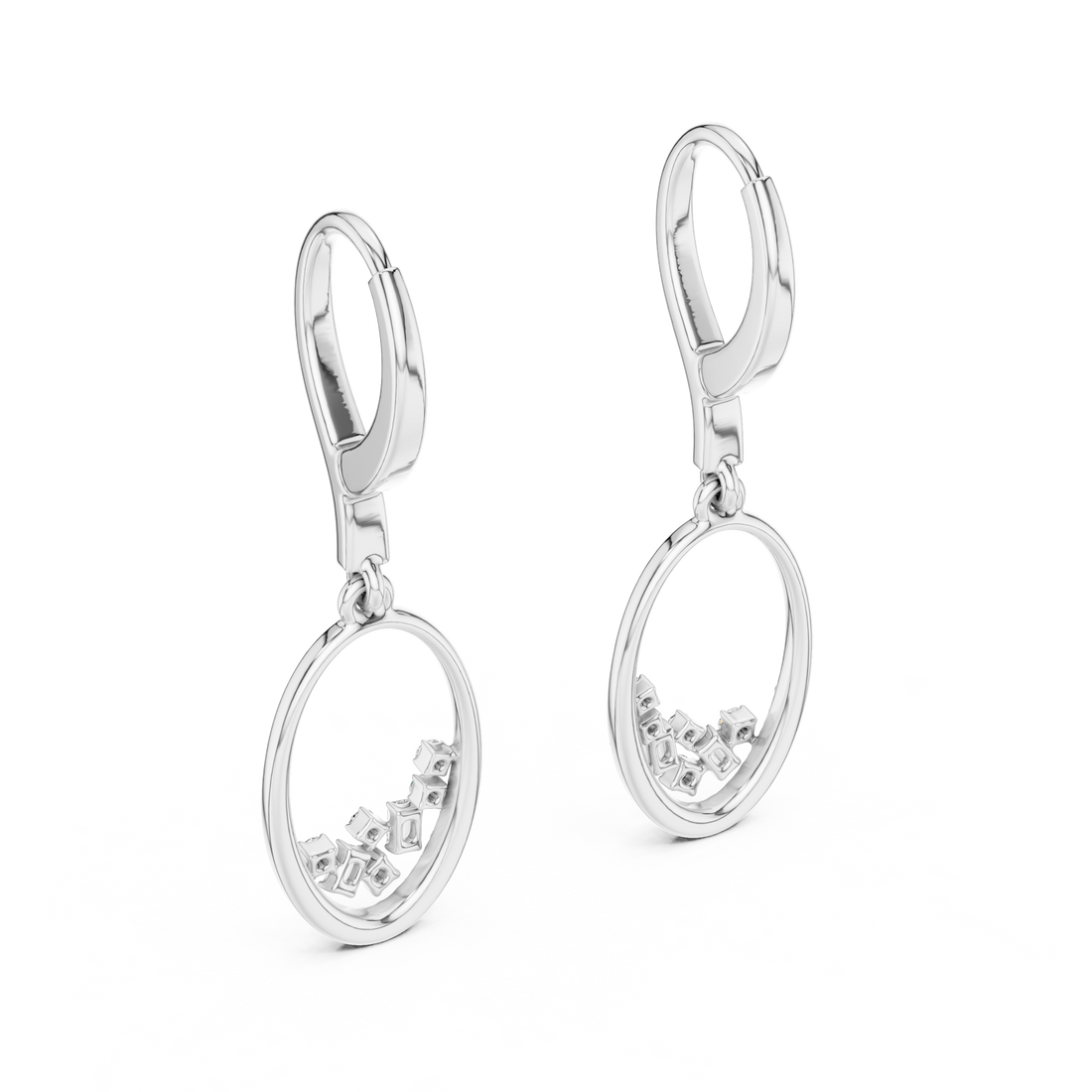 Dazzling Diamond Drop Hoop Earrings in 14-KT White Gold