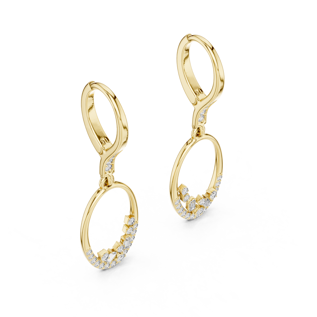 Dazzling Diamond Drop Hoop Earrings in 14-KT White Gold